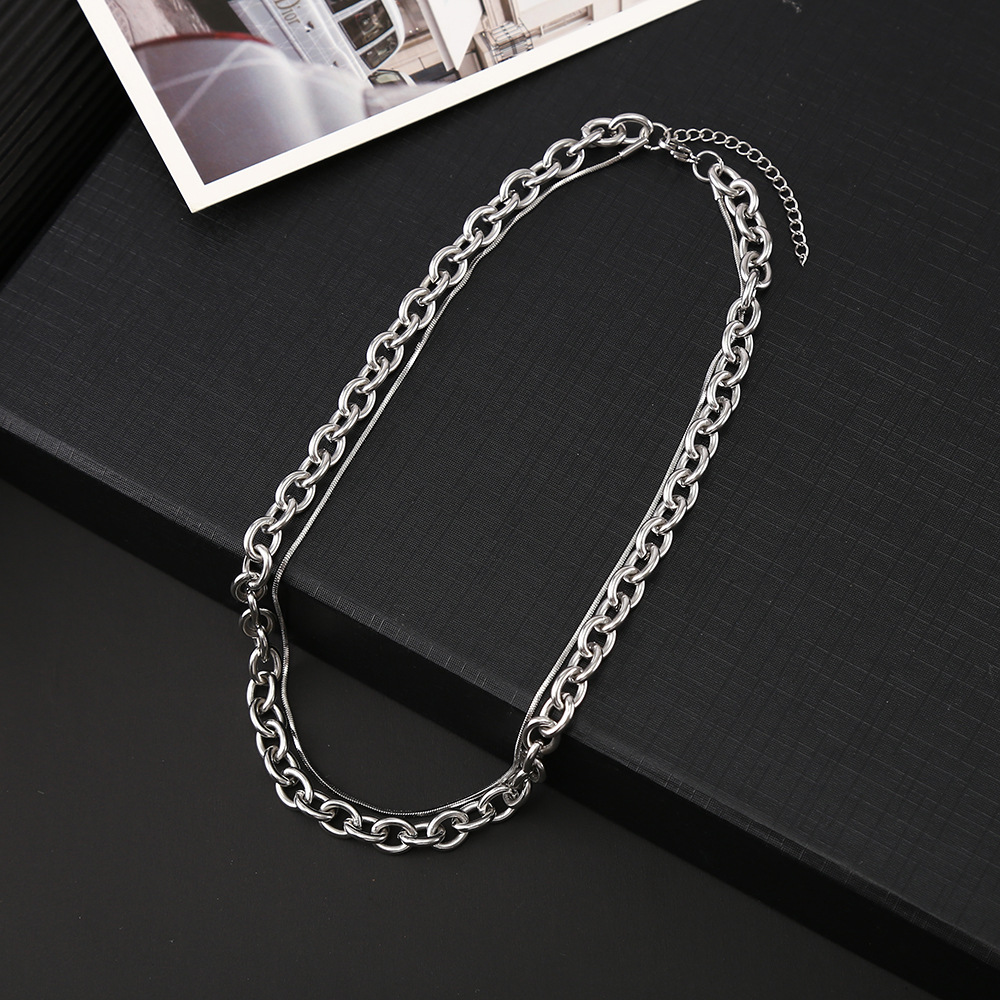 New Light Luxury Titanium Steel Necklace Light Luxury Short All-Match Fashion Sweater Chain Hip Hop Clavicle Chain Clothing Accessories Wholesale