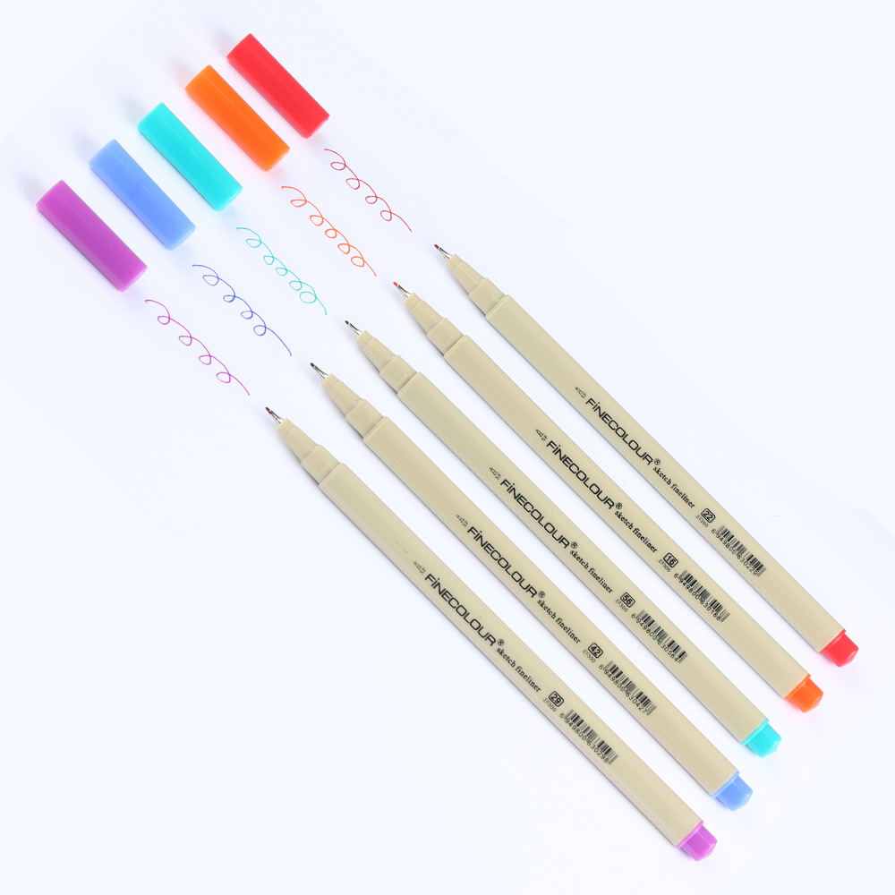 法卡勒finecolour300手绘勾线笔水溶描图笔彩色针管水彩笔24色a.