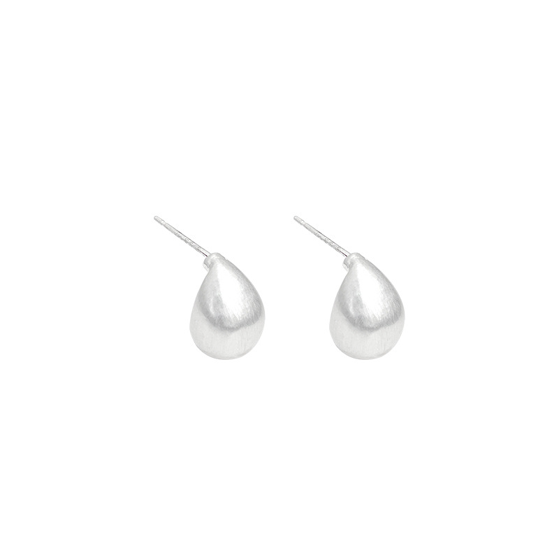 Frosted Gold Brushed Bean-Shaped Stud Earrings Female 2024 New Popular Water Drop Earrings Autumn and Winter High-Grade Light Luxury Ear Rings