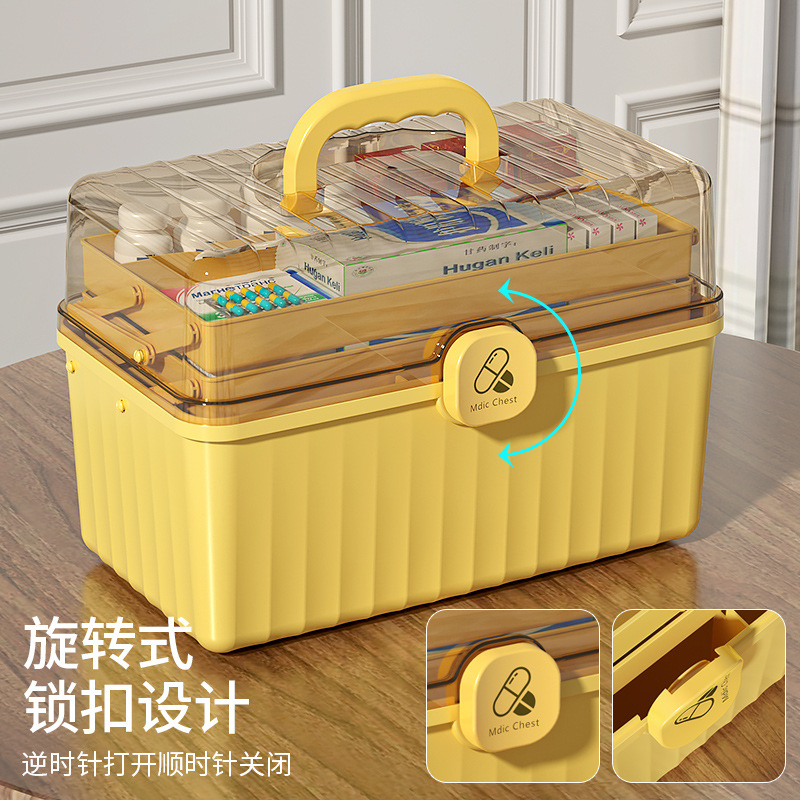 Household Medicine Box Test Paper Home First Aid First Aid Kit Large Capacity Multi-Layer Transparent Medicine Emergency Storage Box