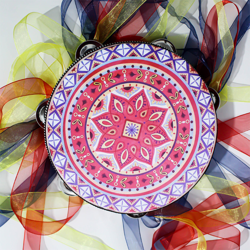 敦煌飞天手鼓新疆维吾尔族铃鼓汉服手持拍照鼓飘带鼓唐鼓舞蹈乐器