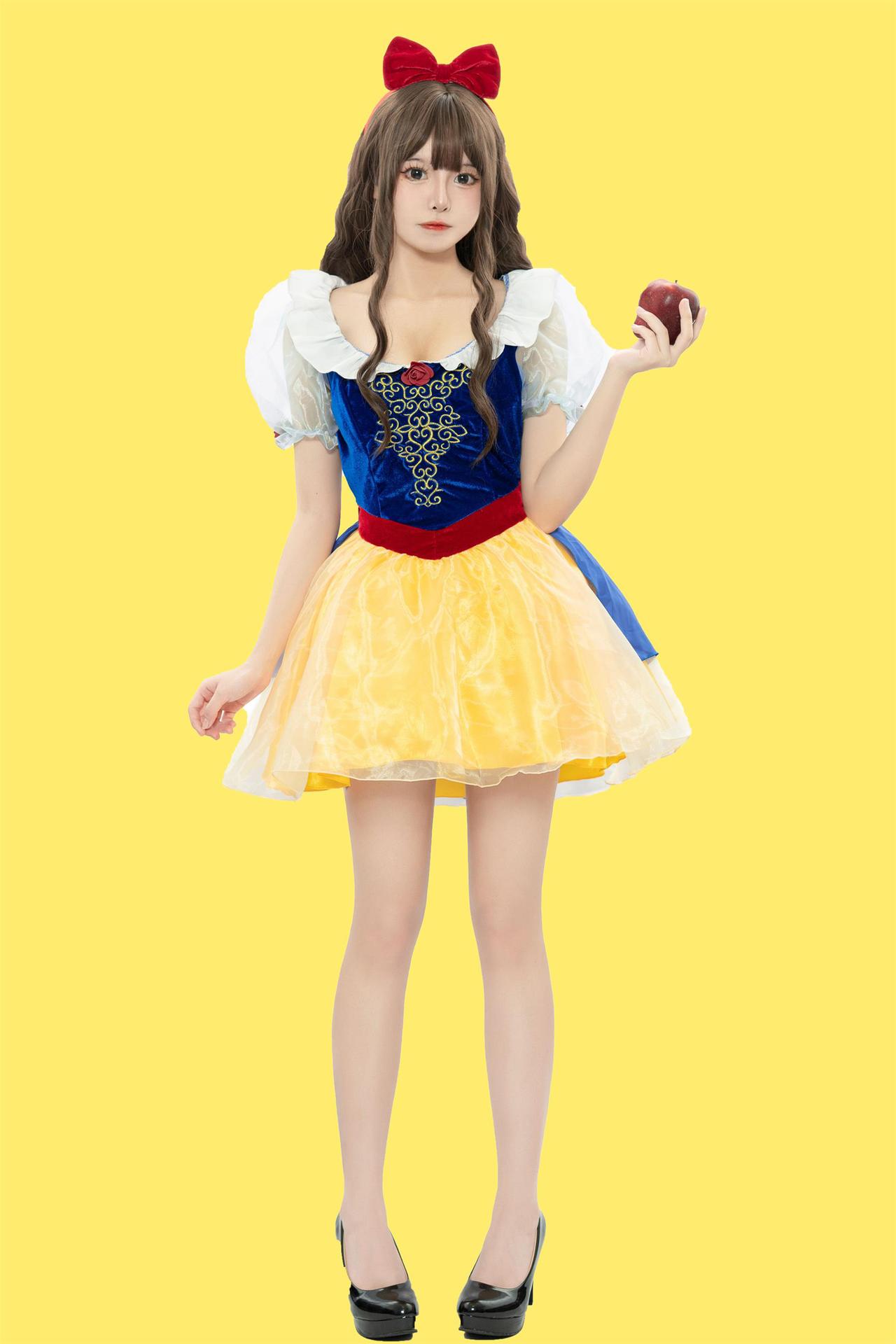 万圣节白雪公主服装cosplay连衣短裙夏季演出成人儿童在逃公主裙