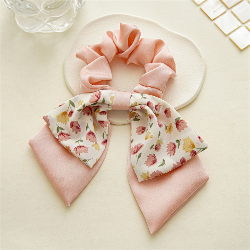 Floral Double Layer Bowknot Hair Ring Women's Back Ponytail Rubber Band Good-looking Hair Rope Ribbon Headband Mori Style