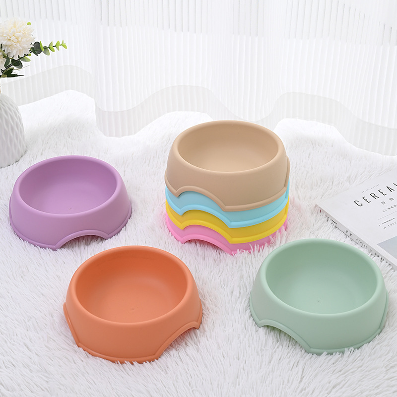 Pet Dog Bowl Cat Bowl Candy Color Single Bowl Plastic Cat Basin Pet Tableware Dog Food Bowl Slow Feeding Bowl Pet Bowl