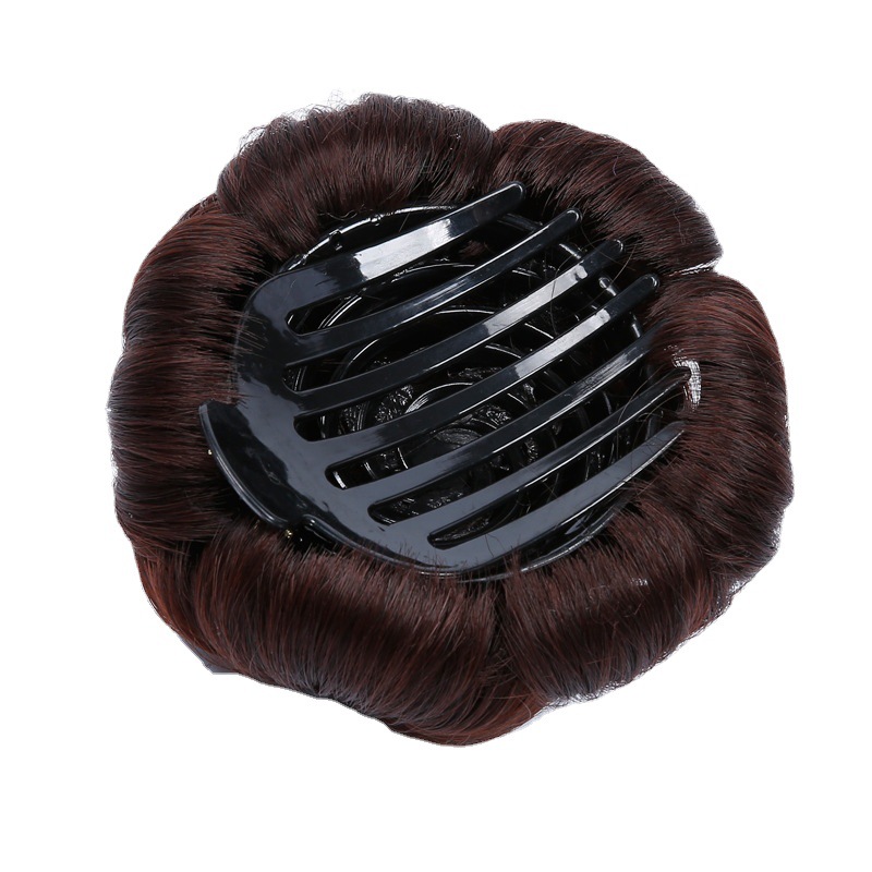 抓夹花苞头假发丸子头发夹九朵花逼真假发包盘爪夹式发包盘发器