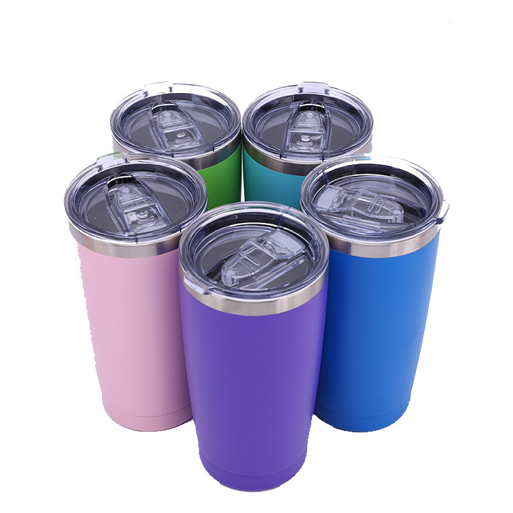 Customized 20Oz Plastic Spray Cup 304 Stainless Steel Double Wall Thermal Cup Sports Cup Large Ice Cup Logo Design