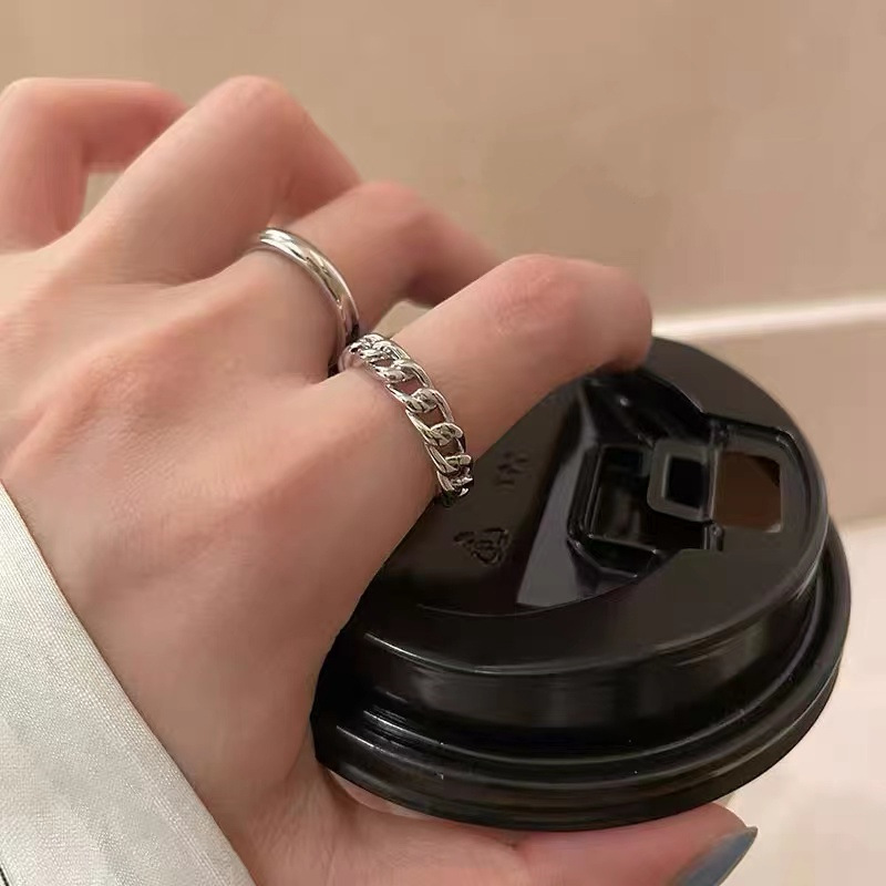 Cold Style Twist Chain Set Rings Female Special-Interest Design Affordable Luxury Fashion Personality Simple Index Finger Ring