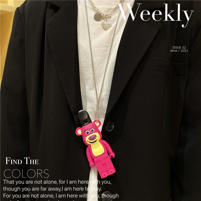 适用relx1代保护套悦刻4/5代卡通立体草莓熊硅胶软壳烟杆套盒潮牌