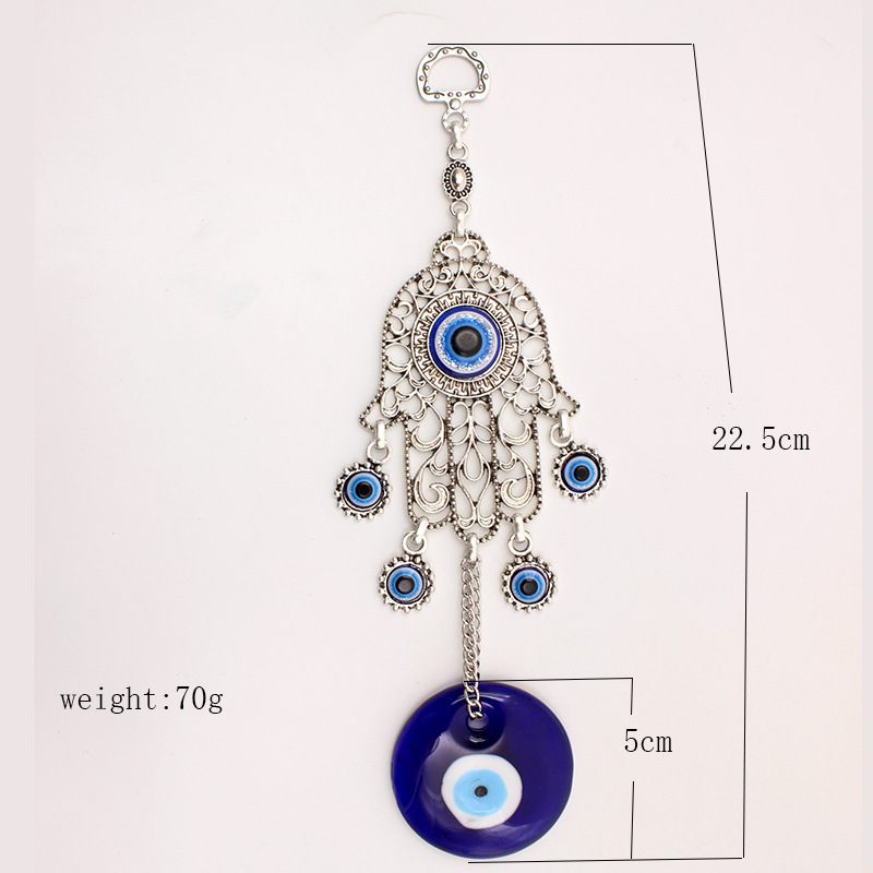 Turkish Blue Evil Eye with Hamsa Hand Protection Hanging Decoration Hollow Palm Evileye