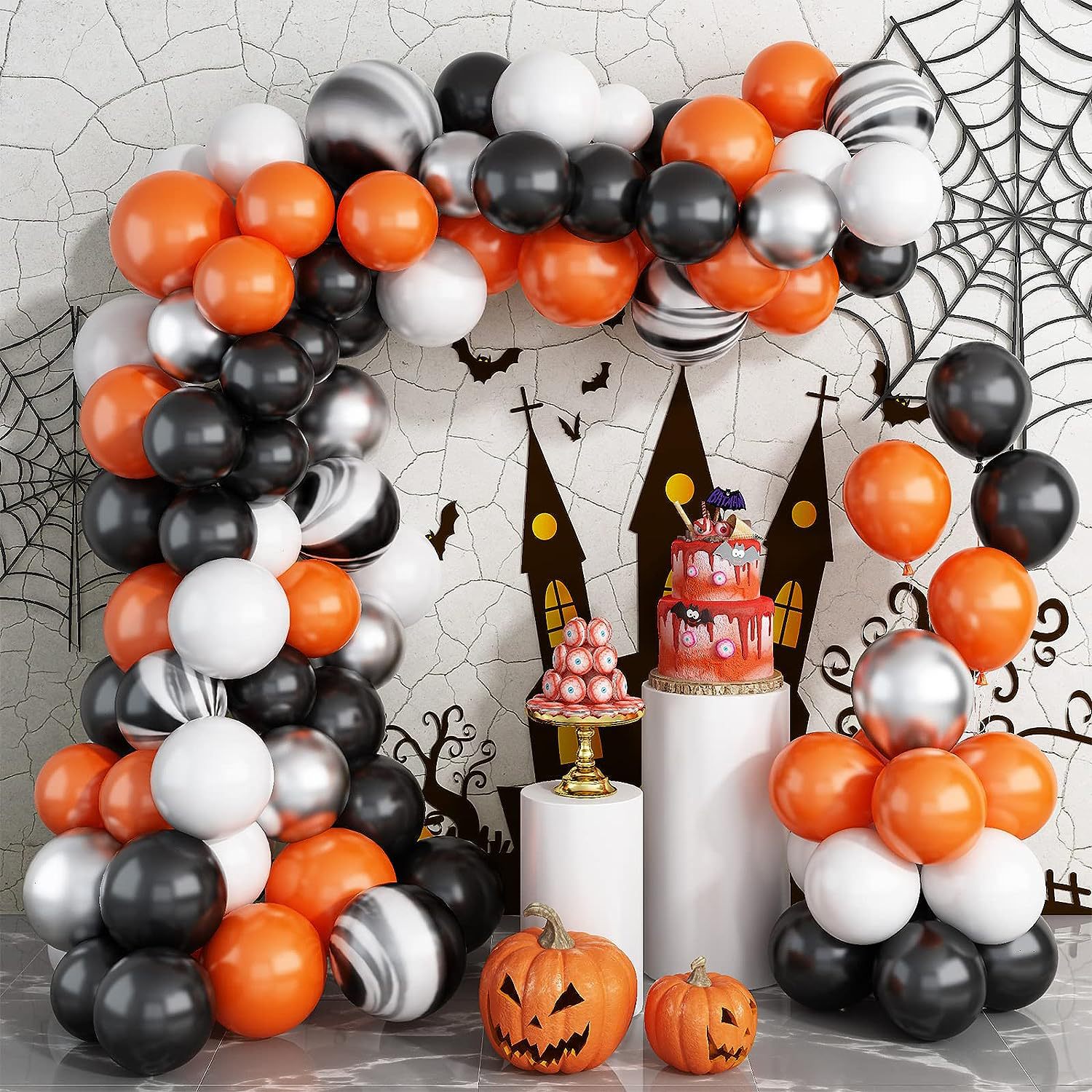 Halloween Balloon Arch Kit with Agate, Suitable for Children's Halloween Theme Birthday Graduation Party Decoration