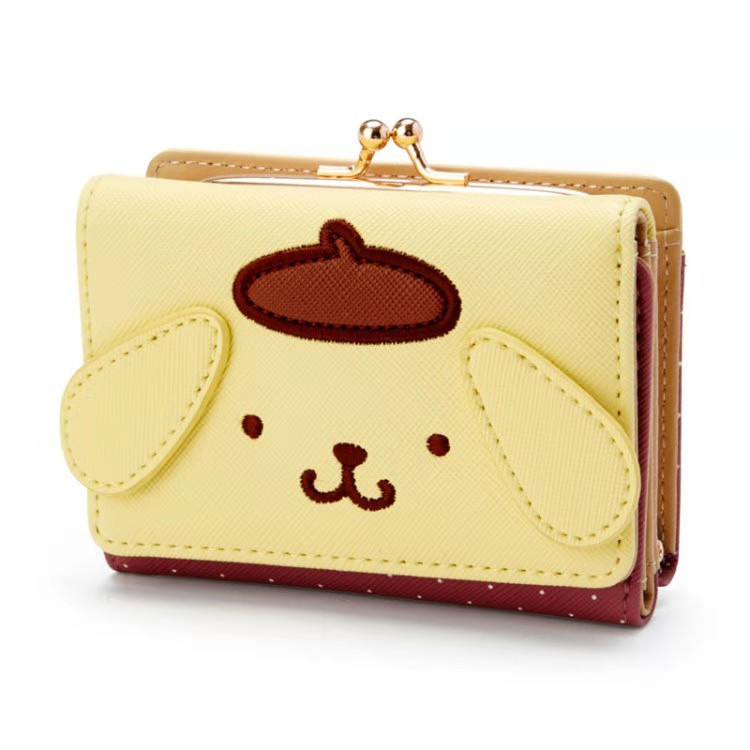 New Pu Women's Casual Short 2 Fold Wallet Mld Cinnamoroll Babycinnamoroll Pom Pom Purin Styling Zipper Hasp Card Holder Wallet