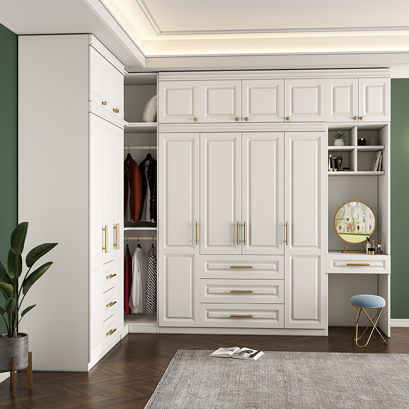 厂家直销90度转角衣柜家用卧室梳妆台一体组合网红简约欧式大衣橱