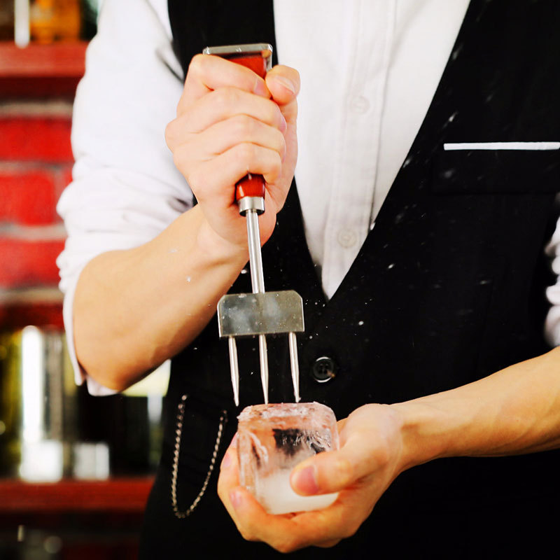 调酒师冰锥 三头锥调酒碎冰工具威士忌冰球 三叉戟酒吧破冰凿冰器