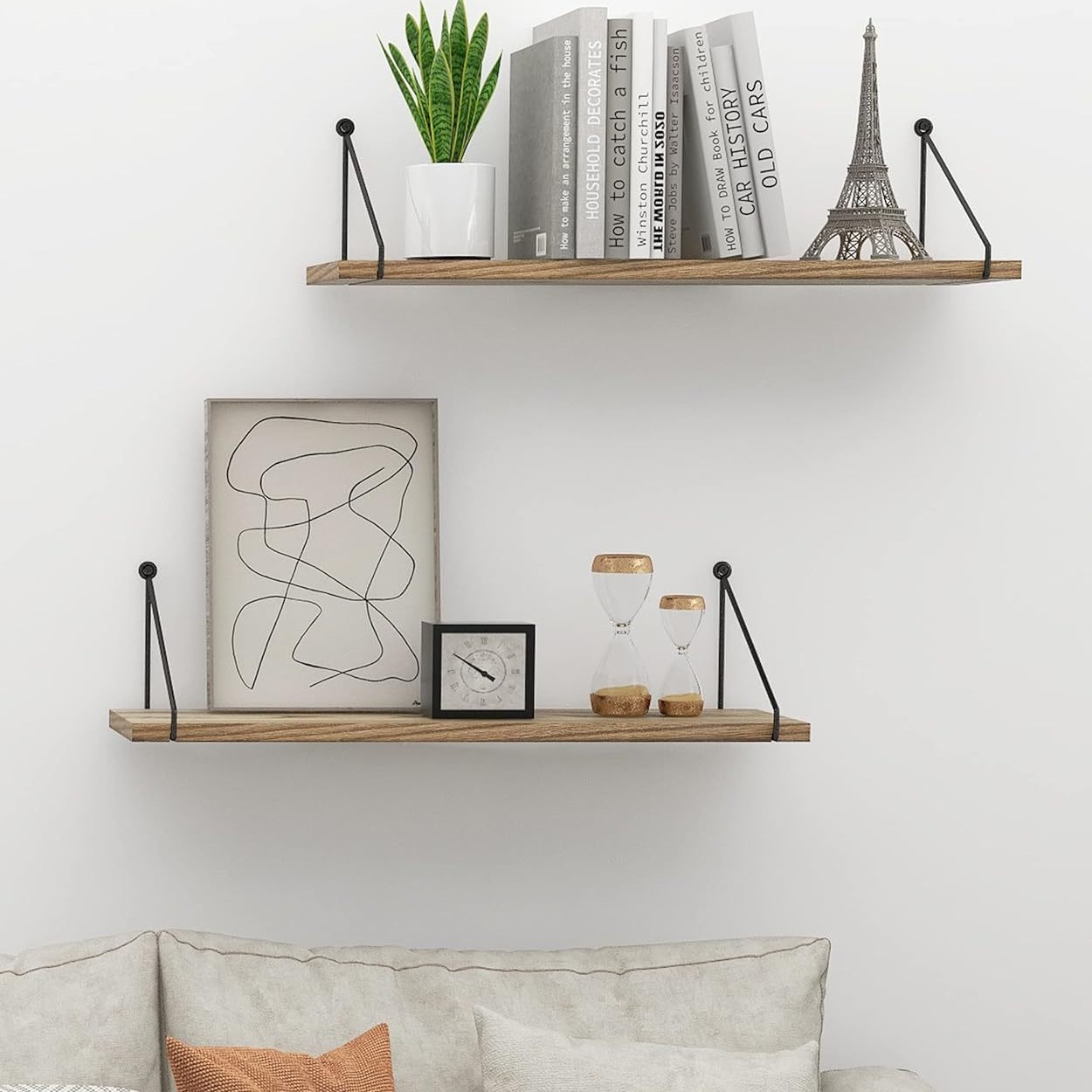 木质墙上置物架免打孔墙壁装饰书架客厅卧室墙面装饰一字隔板