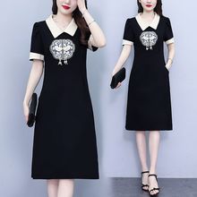 新中式绣花连衣裙2024夏季新款修身遮肚子洋气显瘦减龄中长款裙子