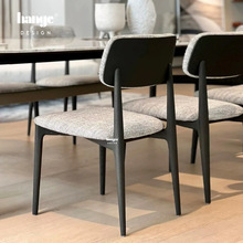 实木布艺餐椅家用现代简约扶手棉麻椅子意式靠背书桌椅设计师北欧