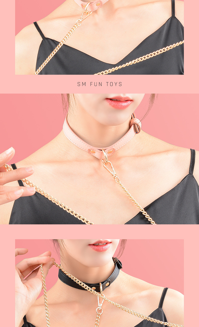 情趣项圈牵引绳真牛皮脖套女奴调情调教束缚情趣用品成人玩具批发