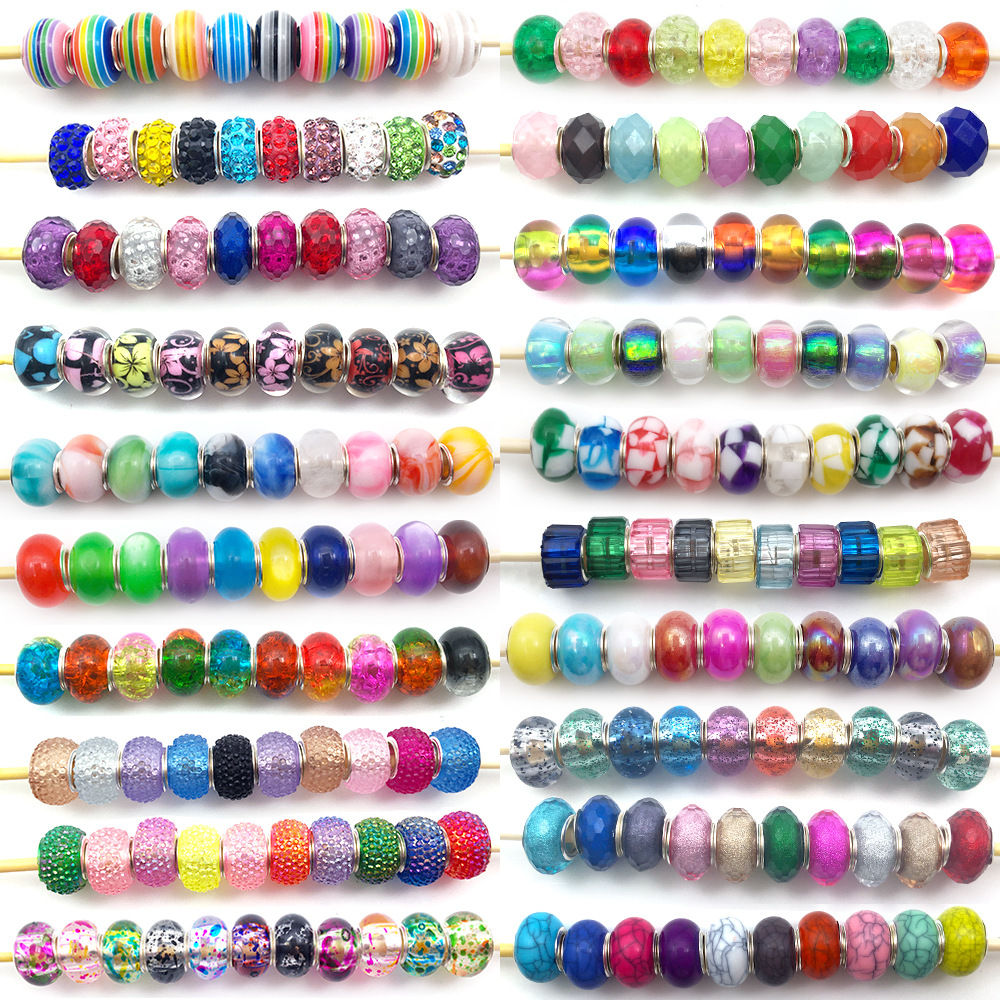 Mix 200 Styles Optional Resin Colorful Beads European and American Diy Beaded All-Match Basic Snake Bone Accessories Bracelet Material Package