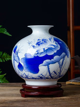 瓷景德镇陶瓷石榴小花瓶插花中式客厅家居装饰品瓷器工艺摆件