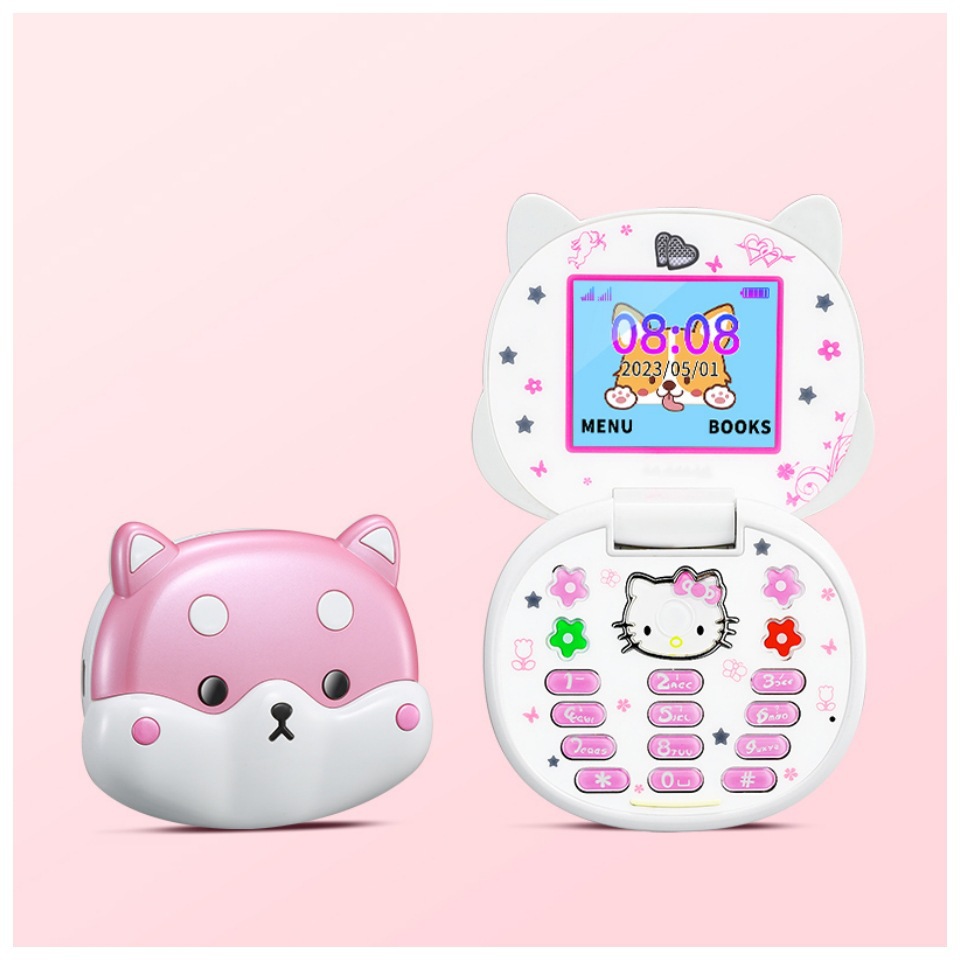 2023年跨境热卖 卡通迷你小手机 儿童可爱狗翻盖k688柯基小巧手机