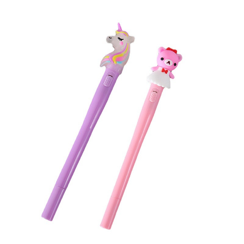 Creative Light-Emitting Gel Pen Cartoon Unicorn Signature Pen Cute Personality Student Small Prize Gift Stationery