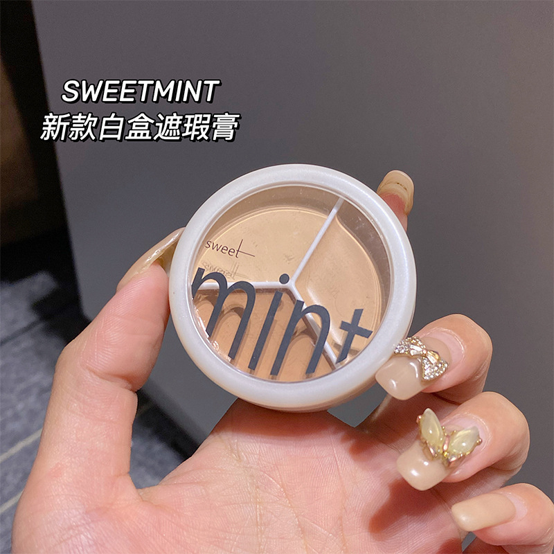 Sweet Mint Three Colors Concealer Cover Fleck Acne Marks Dark Circles Tear Groove Repair Foundation Cream Smear-Proof Makeup