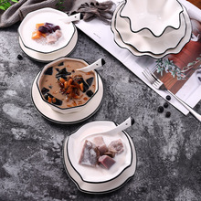 粥碗早餐碗商用奶茶店专用碗糖水碗纯色陶瓷燕窝碗创意港式甜品碗