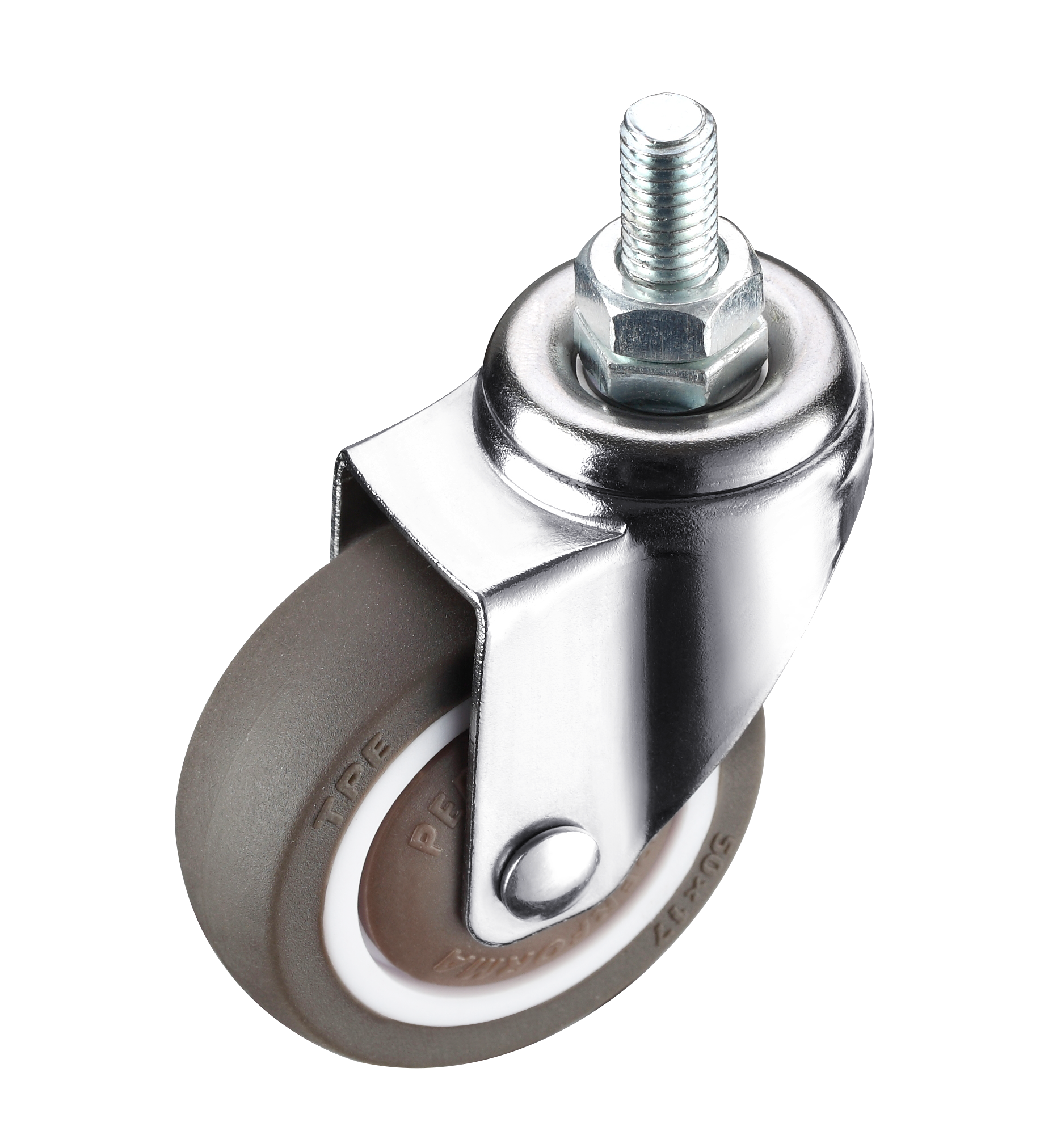 丝杆脚轮m6m8m10m12螺丝万向轮静音橡胶轮子带刹车置物架狗笼滑轮