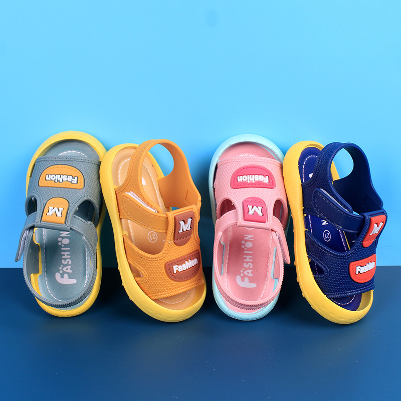 Baby Closed Toe Sandals Men's Toddler Shoes 0-1-2 Years Old 3 Spring and Summer Baby Girl Waterproof Soft-Soled Breathable Beach Shoes