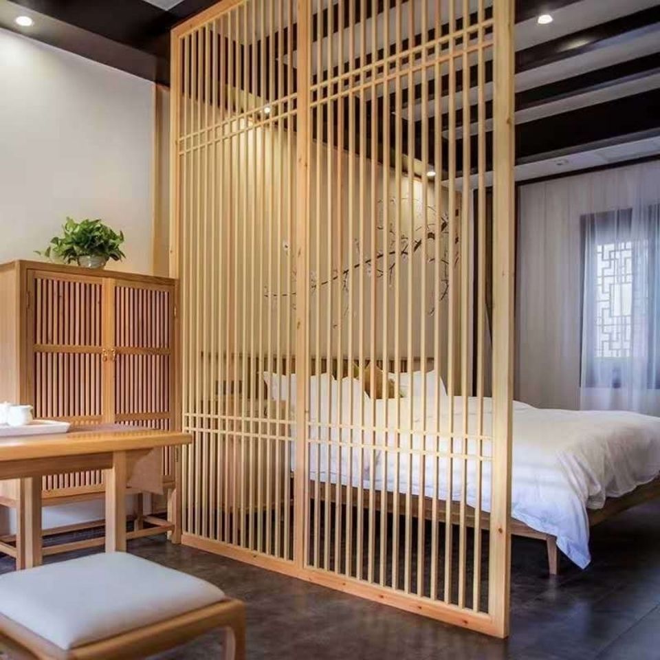 新中式仿古门窗移动屏风隔断实木花格客厅遮挡假墙古风门隔断