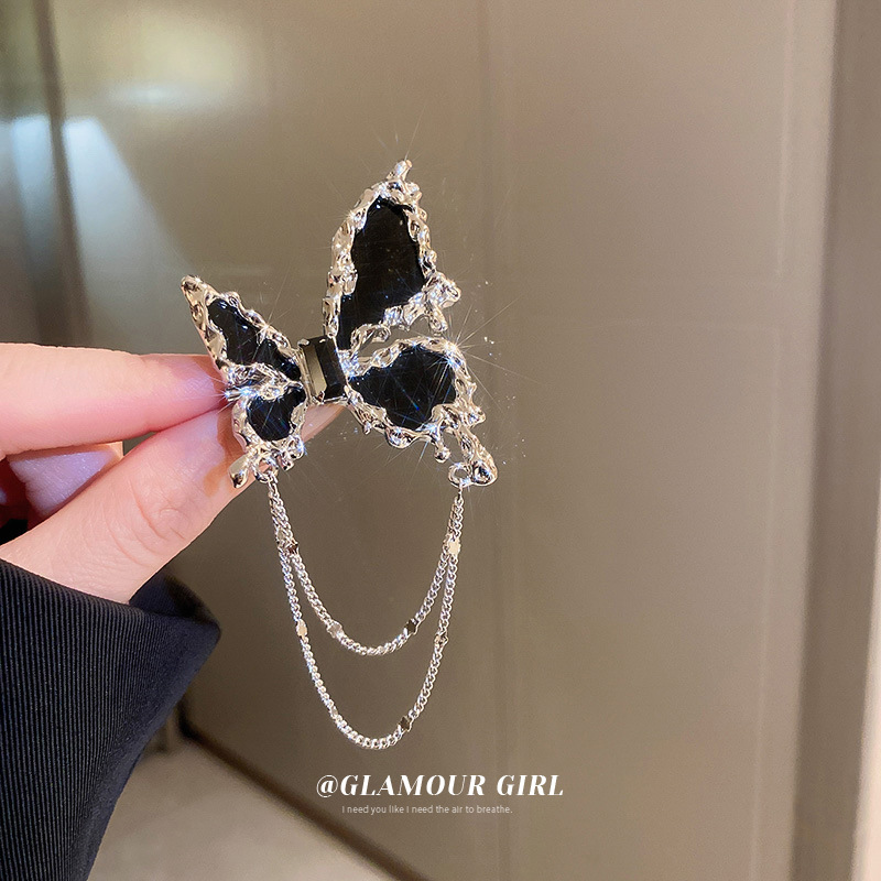 Korean-Style Personalized Design Pleated Diamond Butterfly Brooch Fashion High-End Sweet Cool Style Suit Pin Clothing Ornament