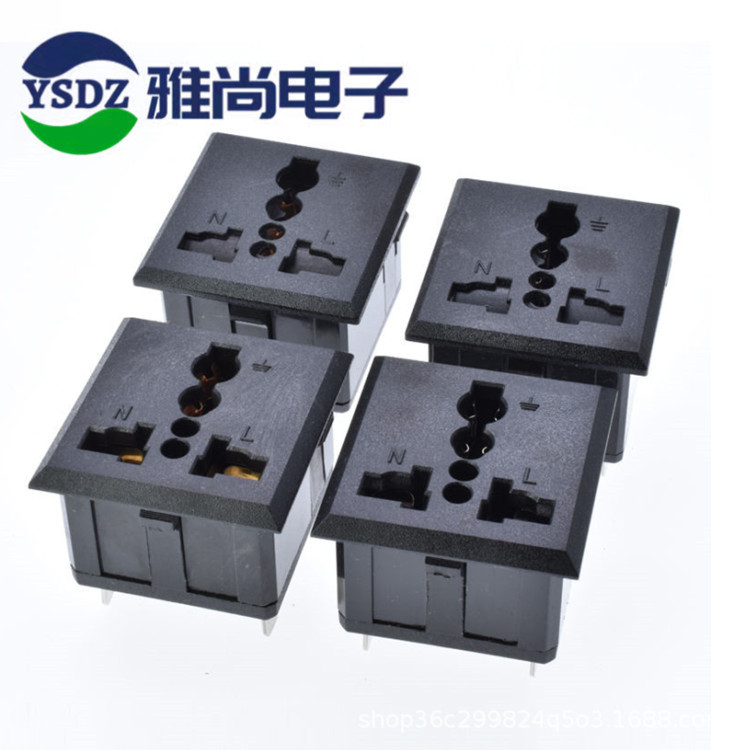 AC插座SL-113 多功能万能三插座 PLU机柜磷铜AC插座 全铜脚三孔