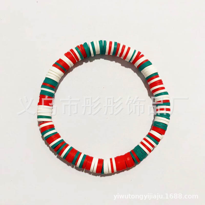 New Autumn and Winter Christmas Style Soft Pottery Beaded Bracelet Christmas Tree Pearl Cartoon Sweet All-Match Bracelet Girlfriends