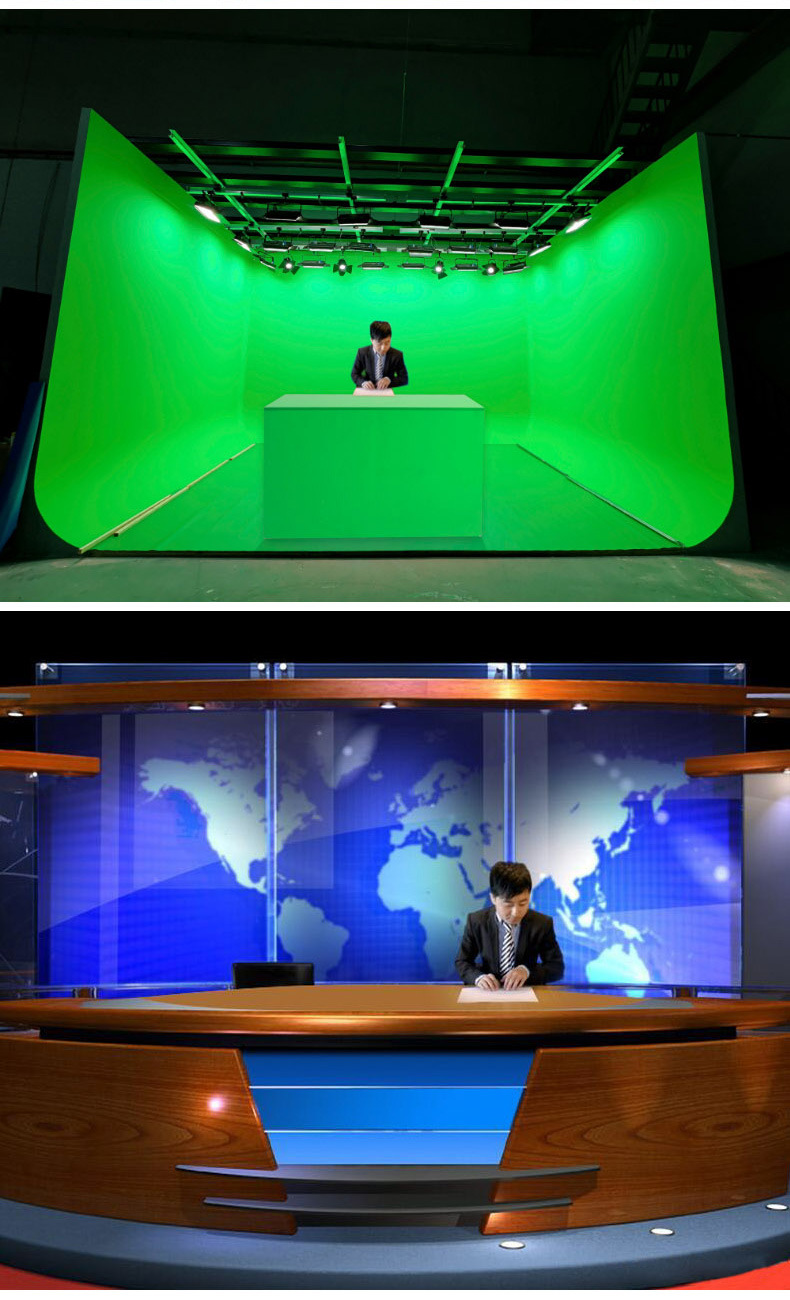 豫之星虚拟抠像桌演播室蓝箱播音桌子电视台新闻主持导播慕课桌子