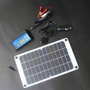 8w12v太阳能板充电器单晶硅太阳能板半柔性带夹子车充