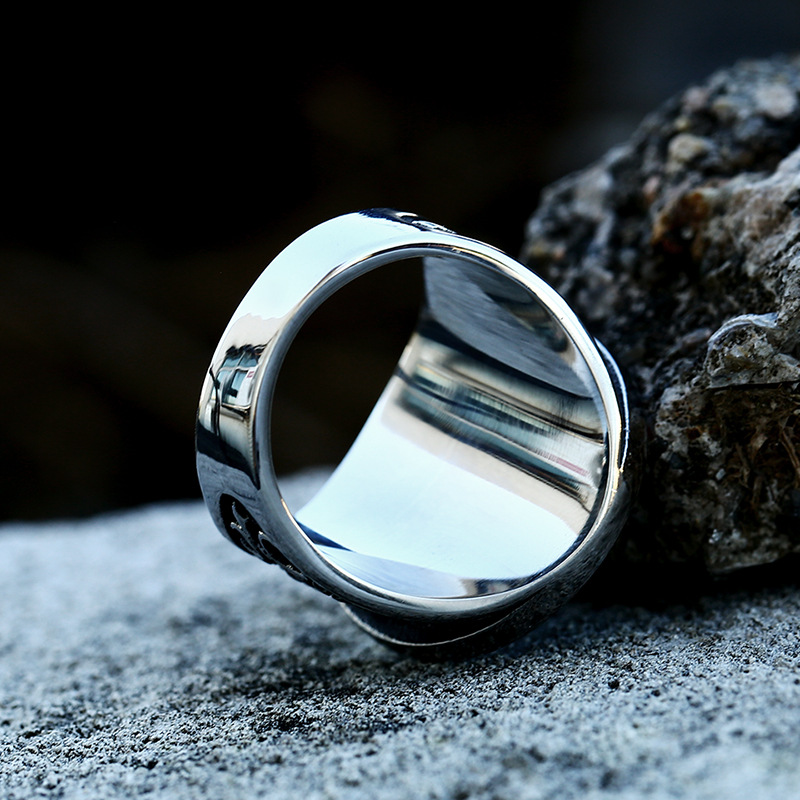 beier北欧维京凯尔特结狼头钛钢戒指 外贸新款不锈钢狼爪男士指环