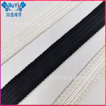 人造丝黑白扁绳服装辅料军装风侧边条撞色拼接绳厂家直销高品质