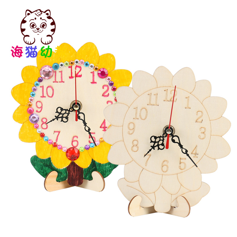 自制钟表画幼儿园美术手工制作材料儿童diy绘画创意时钟教具小学