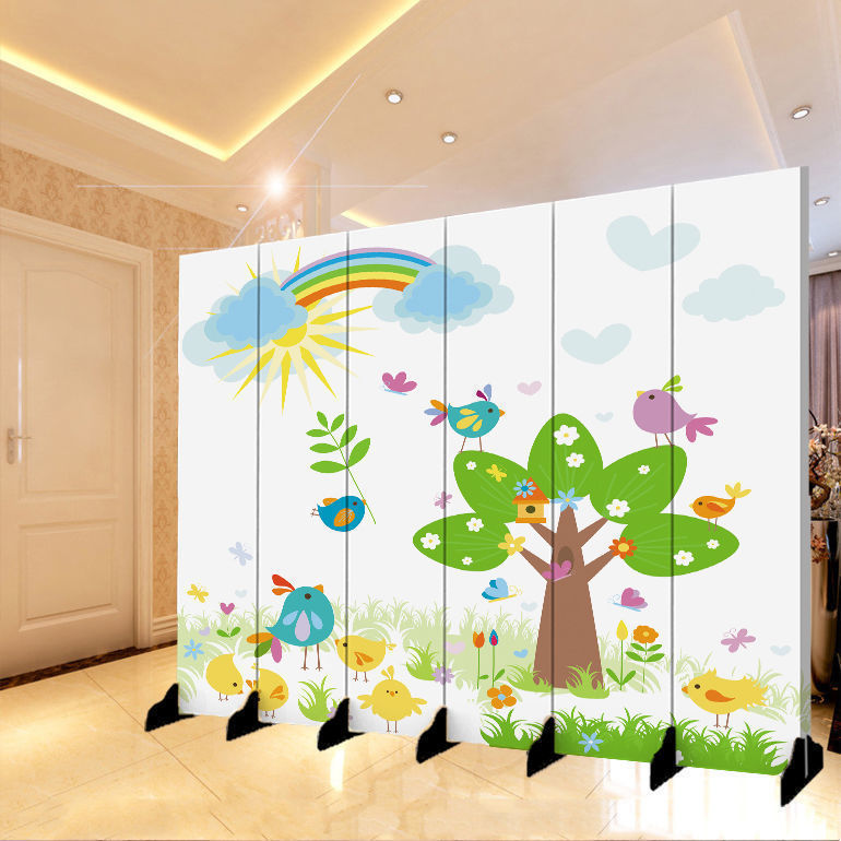 儿童卡通屏风隔断玄关房间卧室学校简易遮挡折屏动漫幼儿园培训班