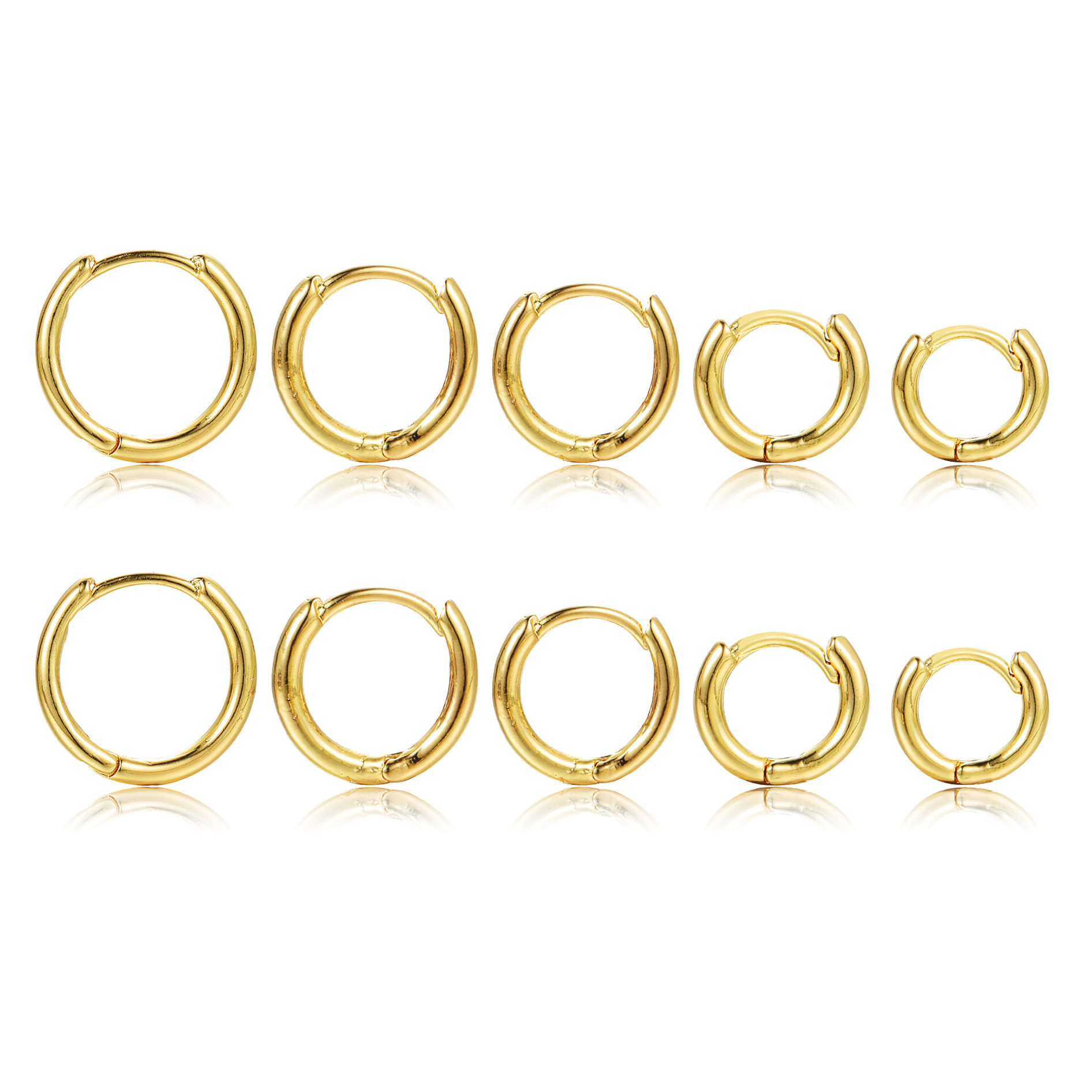 European and American New Circle Simple Earrings Personalized Metal Earclip Earrings Suit 5-Piece Gold Earrings High-Grade