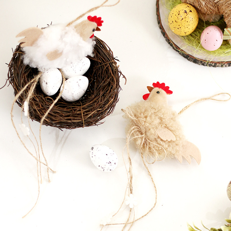 Cross-Border New Easter Decorations Ins Style Cute Plush Easter Chicken Doll Doll Party Pendant