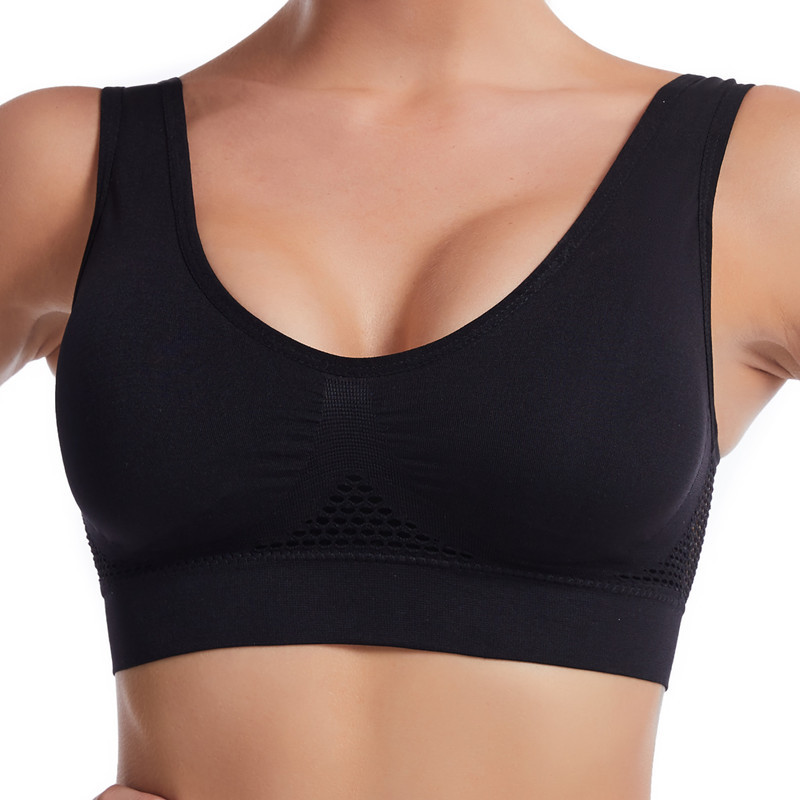 Exclusive for Cross-Border No Steel Ring Hollow Mesh Breathable Hole Sports Bra Shockproof Yoga Running Large Size Sports Bra