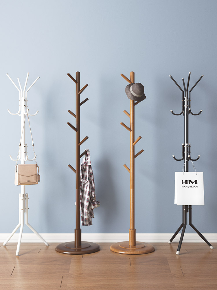 晾衣架落地卧室挂衣服的架子家用收纳架简易组装立式经济型挂包架