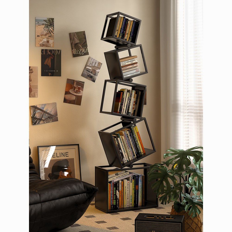 异形创意网红转角立式书架落地置物架简约现代铁艺角落书柜客厅