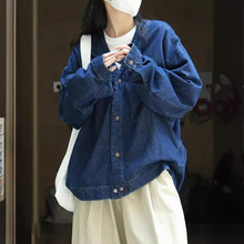 春季新款日系复古街头少年感中性牛仔夹克宽松廓形休闲显瘦上衣女