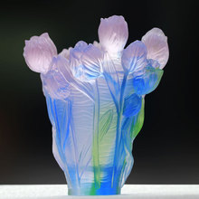 郁金香琉璃花瓶摆件居家客厅玄关桌面摆放装饰插花奢家居工艺礼品