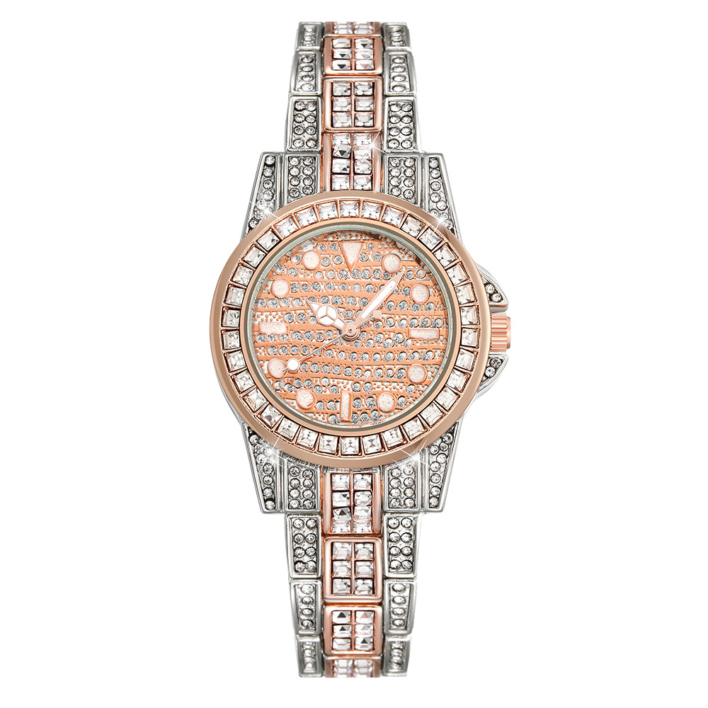 Fashion New Starry Rhinestone Diamond Women's Watch Live Broadcast with Goods Internet Celebrity Small Dial Alloy Steel Watch