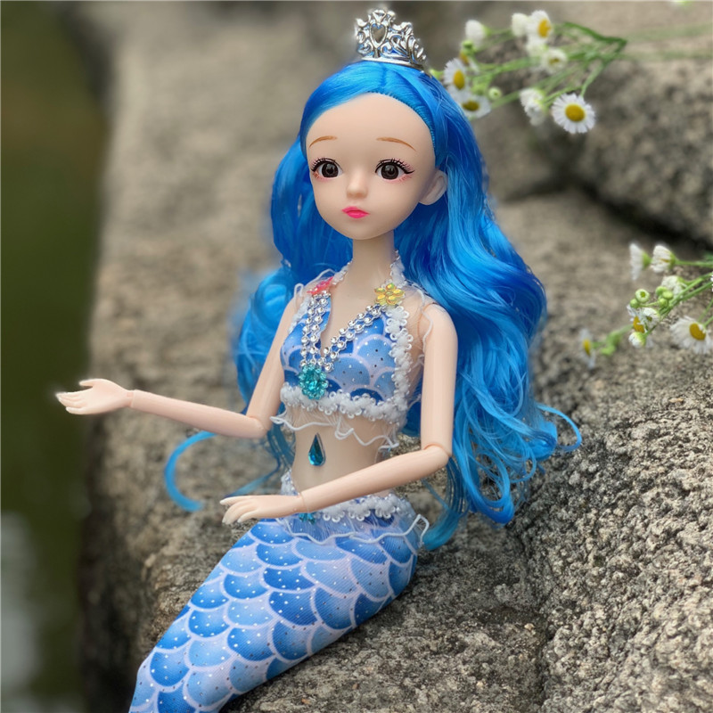 钻尾美人鱼娃娃带蝴蝶翅膀公主玩具洋娃娃女孩儿童礼物礼品
