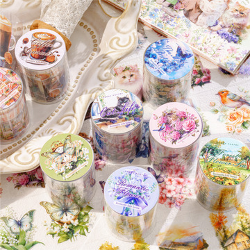 糖诗模切pet胶带 浪漫生活系列 手帐diy装饰拼贴植物打底素材 8款