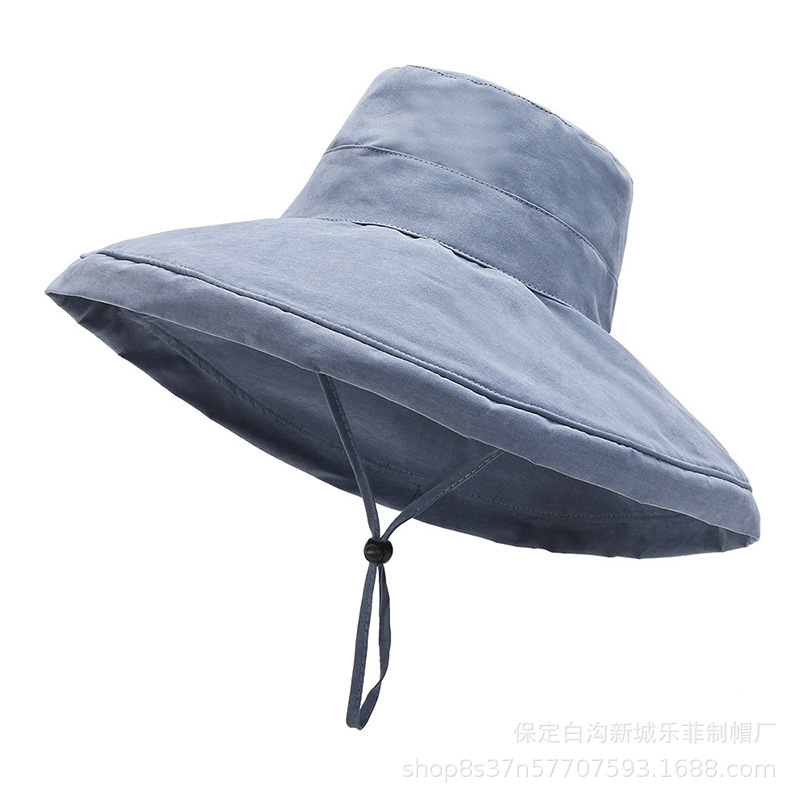 Oversized Brim Sun Hat Summer New Peach Skin Fabric Bucket Hat Female Outdoor Travel Sun Protection Sun Hat Seaside Beach Hat